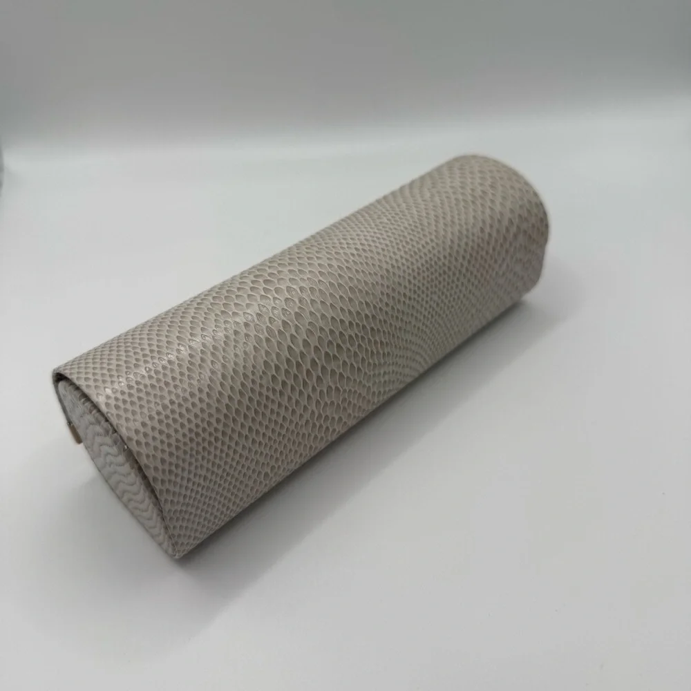 Jimmy Choo‎ Textured Eyeglasses Case Cream Snakeskin Embossed w/ Gold Logo